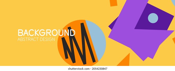 Abstract background. Blocks, lines, triangles, circles composition. Techno or business concept for wallpaper, banner, background, landing page