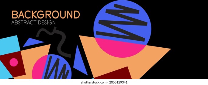 Abstract background. Blocks, lines, triangles, circles composition. Techno or business concept for wallpaper, banner, background, landing page