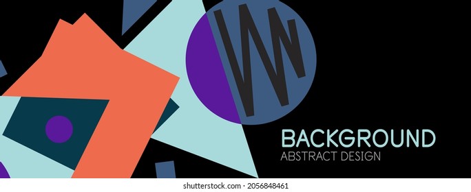 Abstract background. Blocks, lines, triangles, circles composition. Techno or business concept for wallpaper, banner, background, landing page