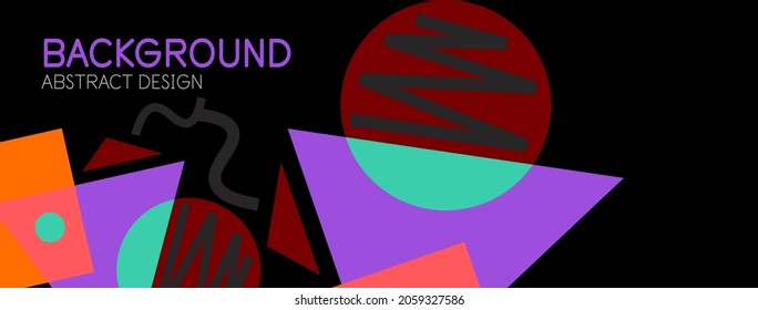 Abstract background. Blocks, lines, triangles, circles composition. Techno or business concept for wallpaper, banner, background, landing page
