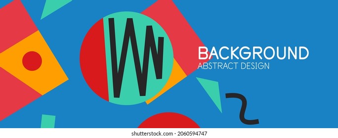 Abstract background. Blocks, lines, triangles, circles composition. Techno or business concept for wallpaper, banner, background, landing page