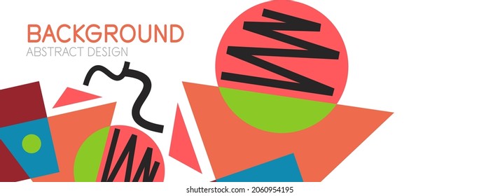 Abstract background. Blocks, lines, triangles, circles composition. Techno or business concept for wallpaper, banner, background, landing page