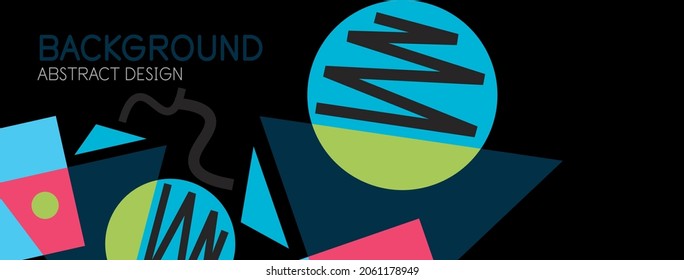 Abstract background. Blocks, lines, triangles, circles composition. Techno or business concept for wallpaper, banner, background, landing page