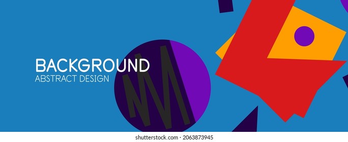 Abstract background. Blocks, lines, triangles, circles composition. Techno or business concept for wallpaper, banner, background, landing page