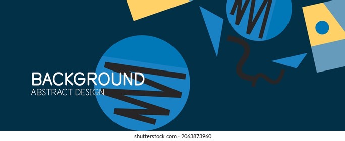 Abstract background. Blocks, lines, triangles, circles composition. Techno or business concept for wallpaper, banner, background, landing page