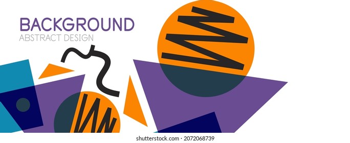Abstract background. Blocks, lines, triangles, circles composition. Techno or business concept for wallpaper, banner, background, landing page