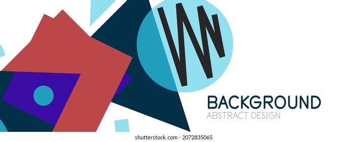 Abstract background. Blocks, lines, triangles, circles composition. Techno or business concept for wallpaper, banner, background, landing page