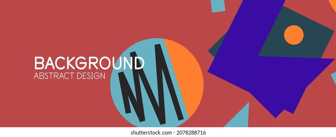 Abstract background. Blocks, lines, triangles, circles composition. Techno or business concept for wallpaper, banner, background, landing page