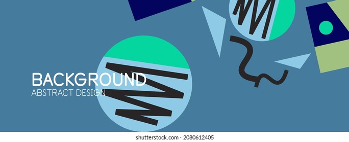 Abstract background. Blocks, lines, triangles, circles composition. Techno or business concept for wallpaper, banner, background, landing page