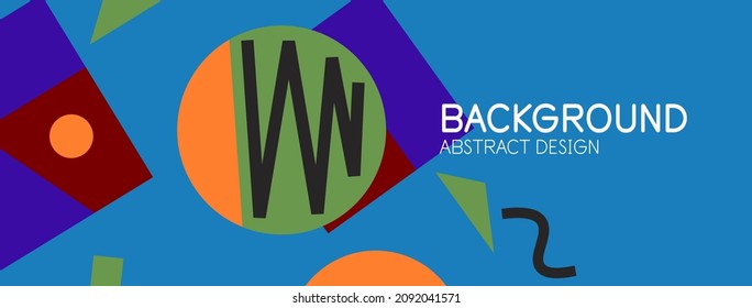 Abstract background. Blocks, lines, triangles, circles composition. Techno or business concept for wallpaper, banner, background, landing page