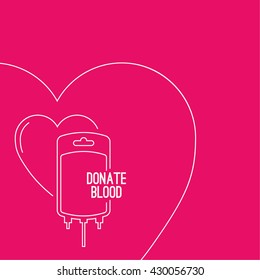Abstract background with blood bag. Icon donation  with heart. Vector image help the sick and needy. 