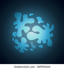 Abstract background with blots and smudges in blue tones against a dark background.