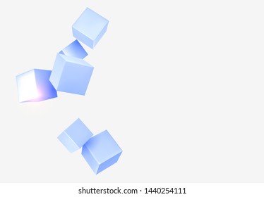 Abstract background Blue 3d cubes blur effect. cub backdrop. Vector illustration.