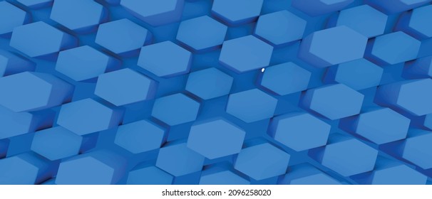 Abstract background of blue 3D hexagons