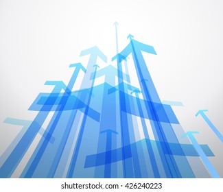 Abstract background with  blue arrows. 