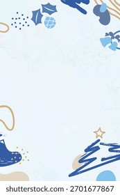 Abstract background with blue and beige brush strokes. Blue and beige shapes, abstract elements, and artistic brush strokes create a dynamic abstract design. Christmas frame with copy space vector.