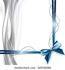 Abstract Background with Blue Bow and Ribbons.