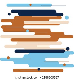 Abstract background blue and brown geometric elements pattern memphis retro style. Vector illustration