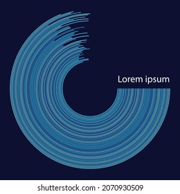 Abstract background with blue circle. Dynamic icon or logo.