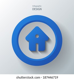 Abstract background with a blue circle and house. Eps10 Vector illustration