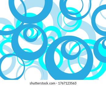 Abstract Background with blue Circles and Blue Frames. Geometric Vector Bubbles

