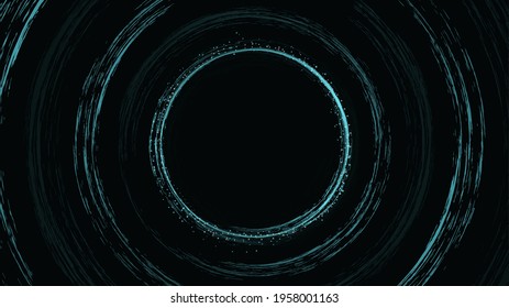 Abstract background with blue circles and little glowing dots. Vector illustration.