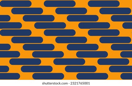 abstract background with blue  circles and oval stirp on yellow background repeat seamless pattern design for fabric printing or wallpaper or abstract art or pop art