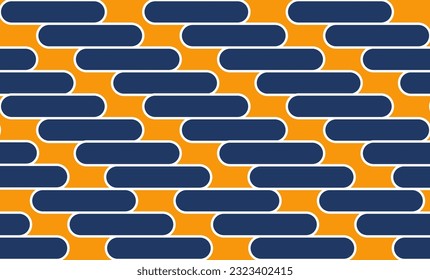 abstract background with blue circles and oval stirp on yellow background repeat seamless pattern design for fabric printing or wallpaper or abstract art or pop art