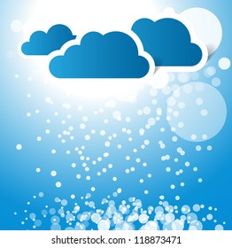 abstract background blue clouds with snow