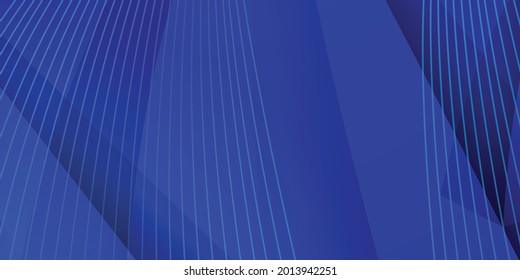 Abstract background in blue color. Gradient dynamic blue geometric background with wavy line stripes. Technology background with overlap layers