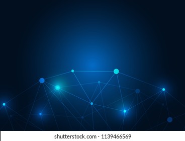 Abstract background blue color technology concept. Vector illustration dots and lines social network and connecting.