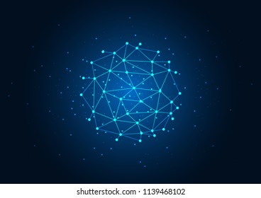 Abstract background blue color technology concept. Vector illustration dots and lines social network and connecting.
