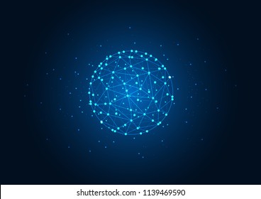 Abstract background blue color technology concept. Vector illustration dots and lines social network and connecting.