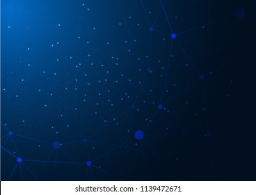 Abstract background blue color technology concept. Vector illustration dots and lines social network and connecting.