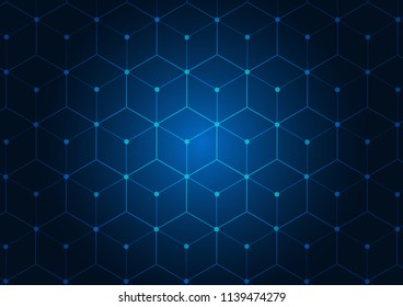 Abstract background blue color technology concept. Vector illustration dots and lines social network and connecting.