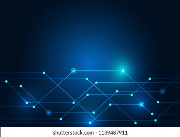 Abstract background blue color technology concept. Vector illustration dots and lines social network and connecting.