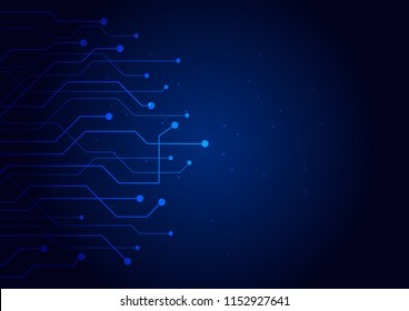 Concepto abstracto de tecnología de color azul fondo. Dibujo vectorial puntos y líneas de red social y conexión.