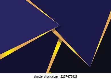 abstrakter Hintergrund der blauen Dreiecke mit goldenen Linien