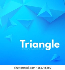 Abstract Background with Blue Colorful Triangles. Realistic and 3D. Vector illustration