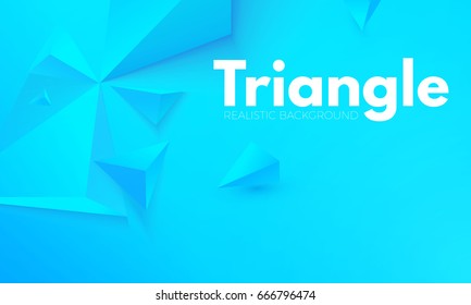 Abstract Background with Blue Colorful Triangles. Realistic and 3D. Vector illustration