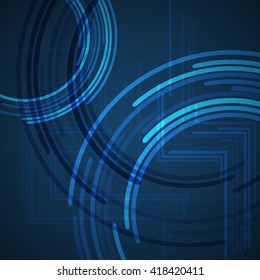 Abstract Background in Blue Colors with Rounded Forms