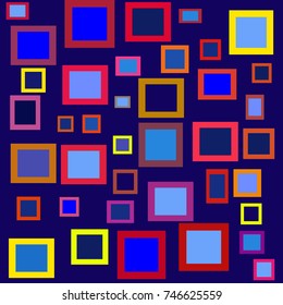 Abstract background with blue cubes and colorful outlines