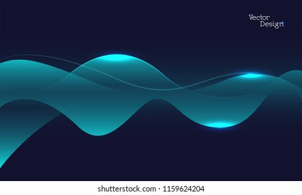 abstract background, blue curve or wave glowing, vector