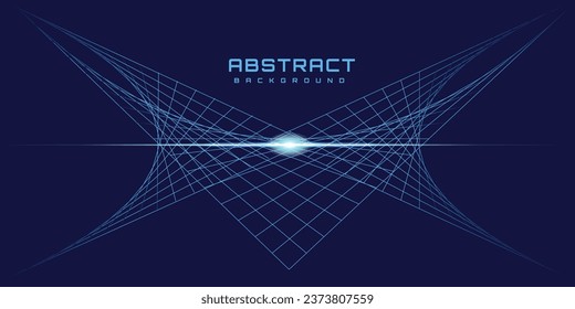 El fondo abstracto es azul y las líneas curvas son azul claro y hay una luz en el centro