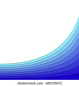 Abstract background from blue curved stripe layers - vector poster design with 3d effect for spa concept