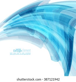 Abstract background with blue curved stripes. Technology and dynamic motion. 