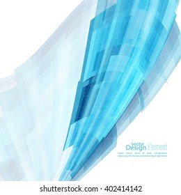 Abstract background with blue curved stripes. Technology and dynamic motion. 