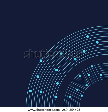 Abstract background with blue curves and dots. Cover design. Creative design elements. Vector color illustration. Applicable for covers, placards, posters, brochures, flyers.
