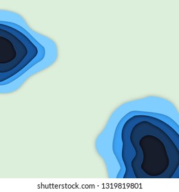 
Abstract background of blue cut out paper in the shape of circles on gray background