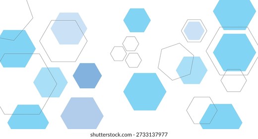 Abstrakter Hintergrund mit blauen und türkisen Sechsecken und chemischen Strukturelementen